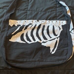 Black and White Skeleton Print Tote Bag